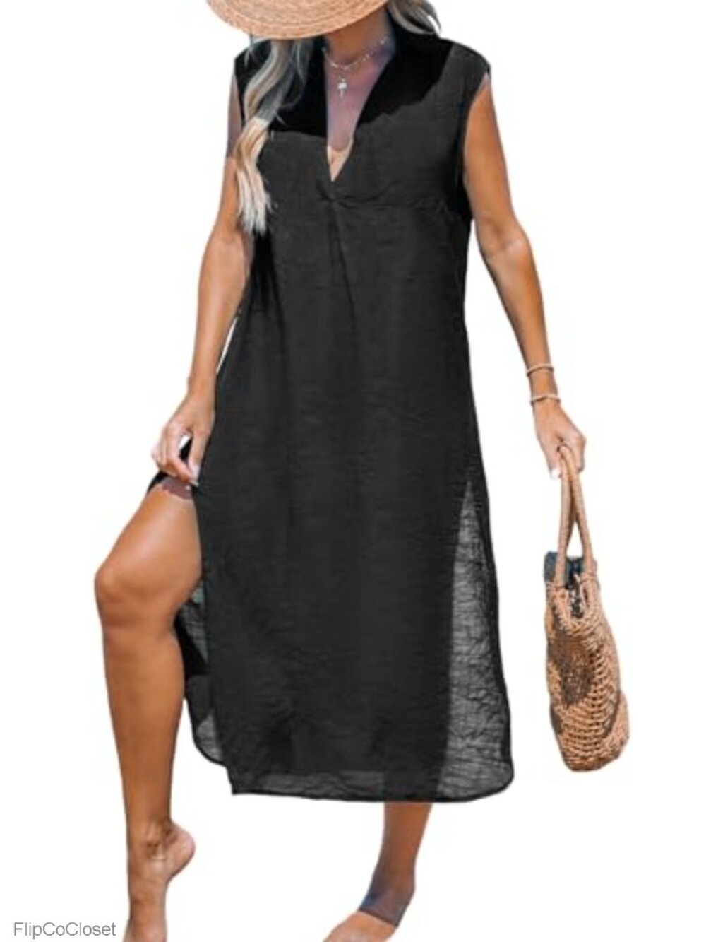CUPSHE Womens Swimsuit Coverup Midi Long Beach Cover Up Dress Sleeveless